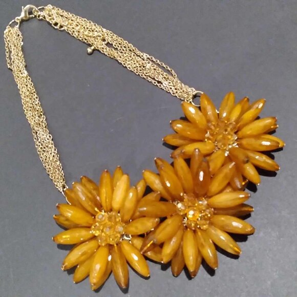 Vintage Retro Orange Flower Costume Jewelry Choker - Picture 2 of 3